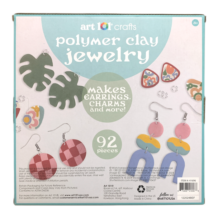 Art 101 Crafts 92-Piece Polymer Clay Jewelry Making Kit, Earrings, Charms & More