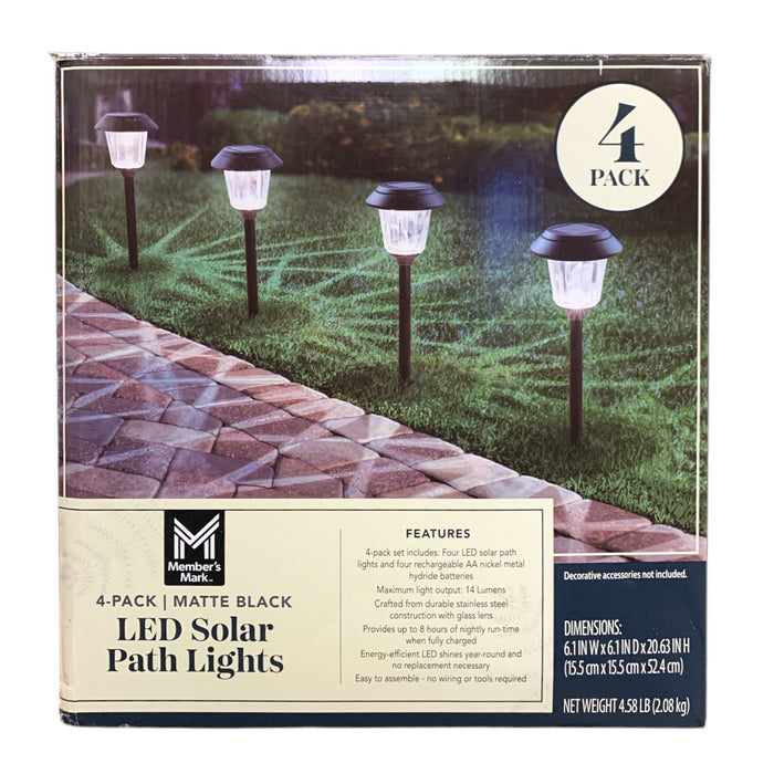 Member's Mark 4-Piece LED Solar Path Lights - Matte Black
