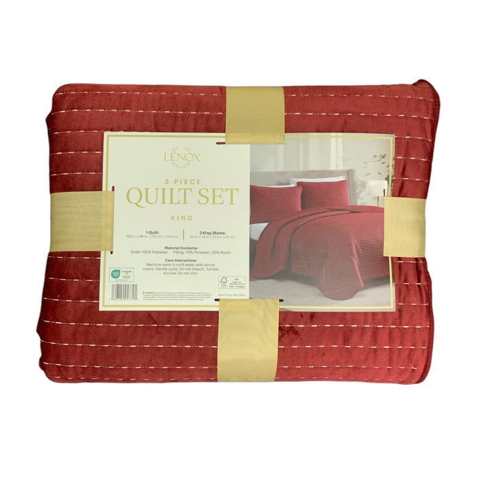 Lenox 3-Piece Polyester Holiday Patterened Quilt Set, King