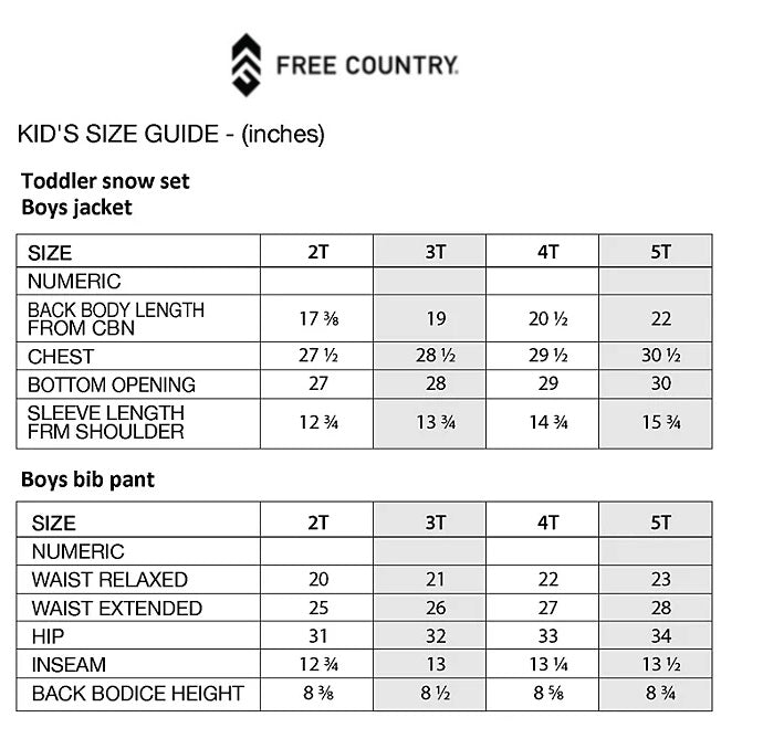 Free Country Toddler Boys Wind & Water Resistant 2-Piece Snow Set