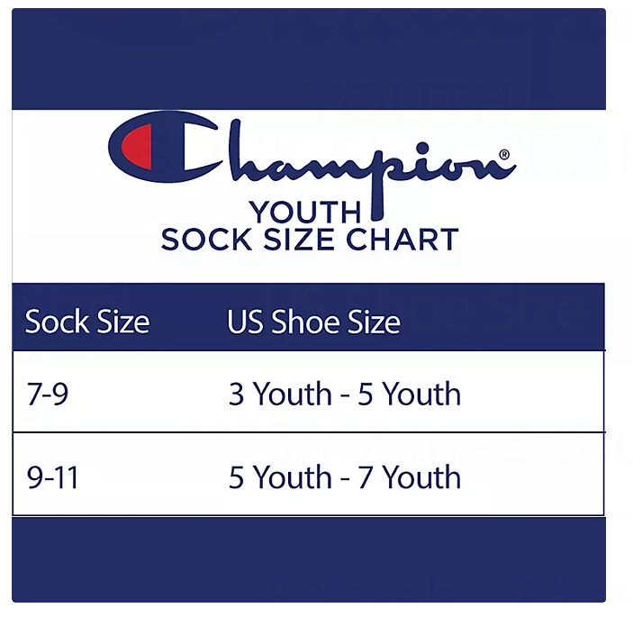 Champion boy size chart clearance