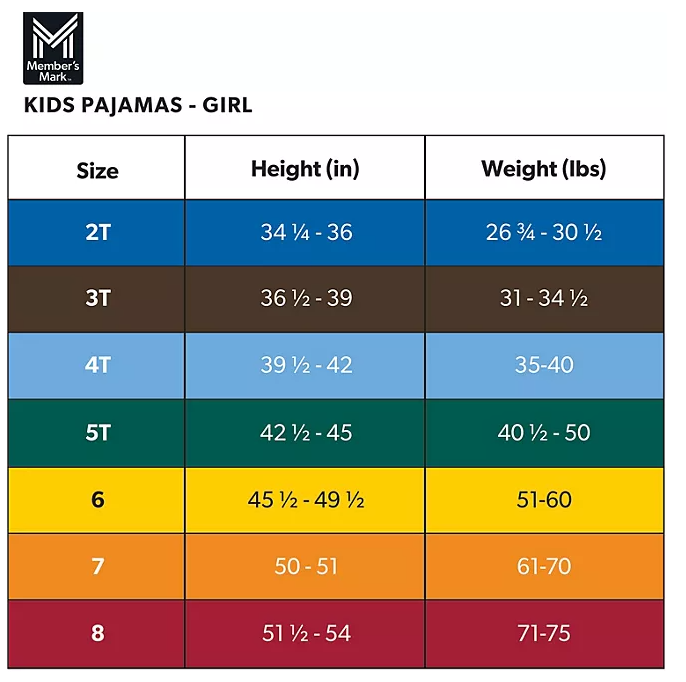 Member's Mark Toddler & Girls 4-Piece Organic Cotton Pajama Set